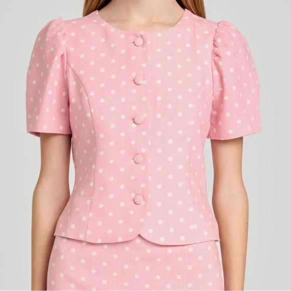 Wayf Tops - Wayf Pink Polka Dot Button Down Shirt